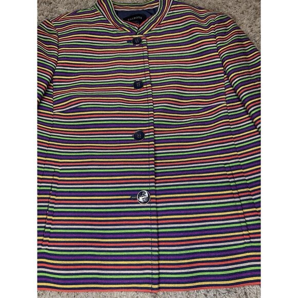 TALBOTS Two Piece Pencil Skirt Suit Set Rainbow Striped Career Office Formal 10 - Picture 8 of 15